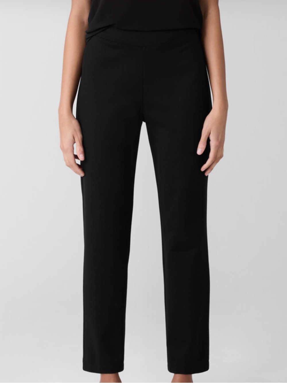 Eileen Fisher Slim Leg Ponte Pants Black Pull-On Small S/P